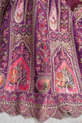 Purple Banarasi Aari and Sequins Work Lehenga with Dupatta for Brides KSR