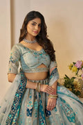 Sky Blue Banarasi silk lehengas with Sequin & Zari Work KSR