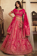 Rani Pink Wedding Lehenga UK | Traditional Zari Work & Elegant Dupatta LF