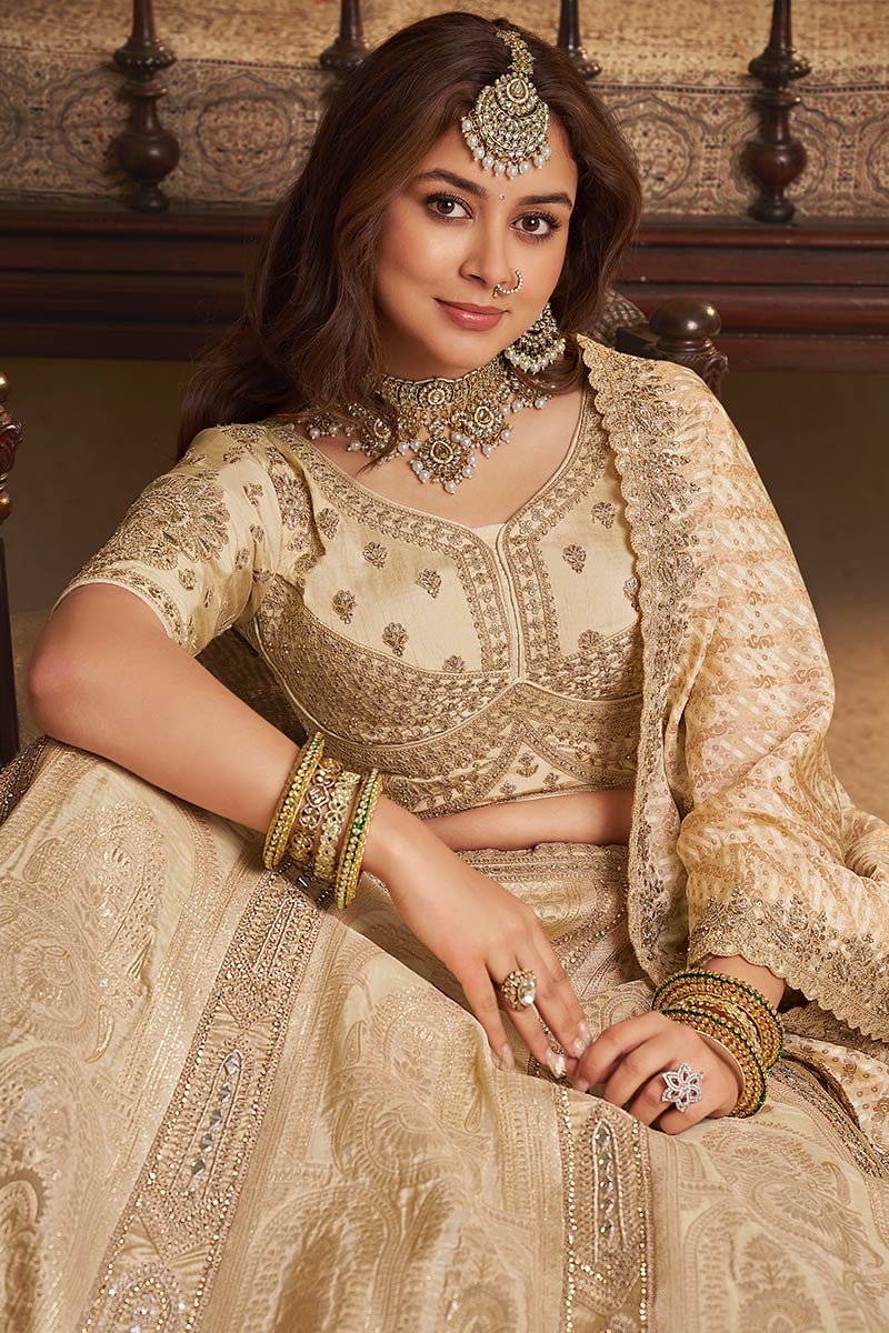 Beige Grand Lehenga UK | Heavy Embroidery & Bridal Couture Finish LF