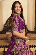 Plum Color Bridal Lehenga UK | Intricate Heritage Work & Grand Flare LF