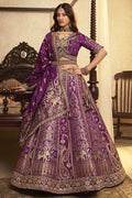 Plum Color Bridal Lehenga UK | Intricate Heritage Work & Grand Flare LF