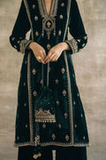 Bottle Green Emerald Velvet Elegance – Timeless Festive Kurta Set LF