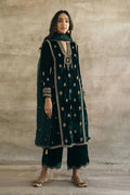 Bottle Green Emerald Velvet Elegance – Timeless Festive Kurta Set LF