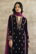 Purple Velvet Embroidered Ensemble – Party & Festive Essential LF