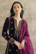 Purple Velvet Embroidered Ensemble – Party & Festive Essential LF