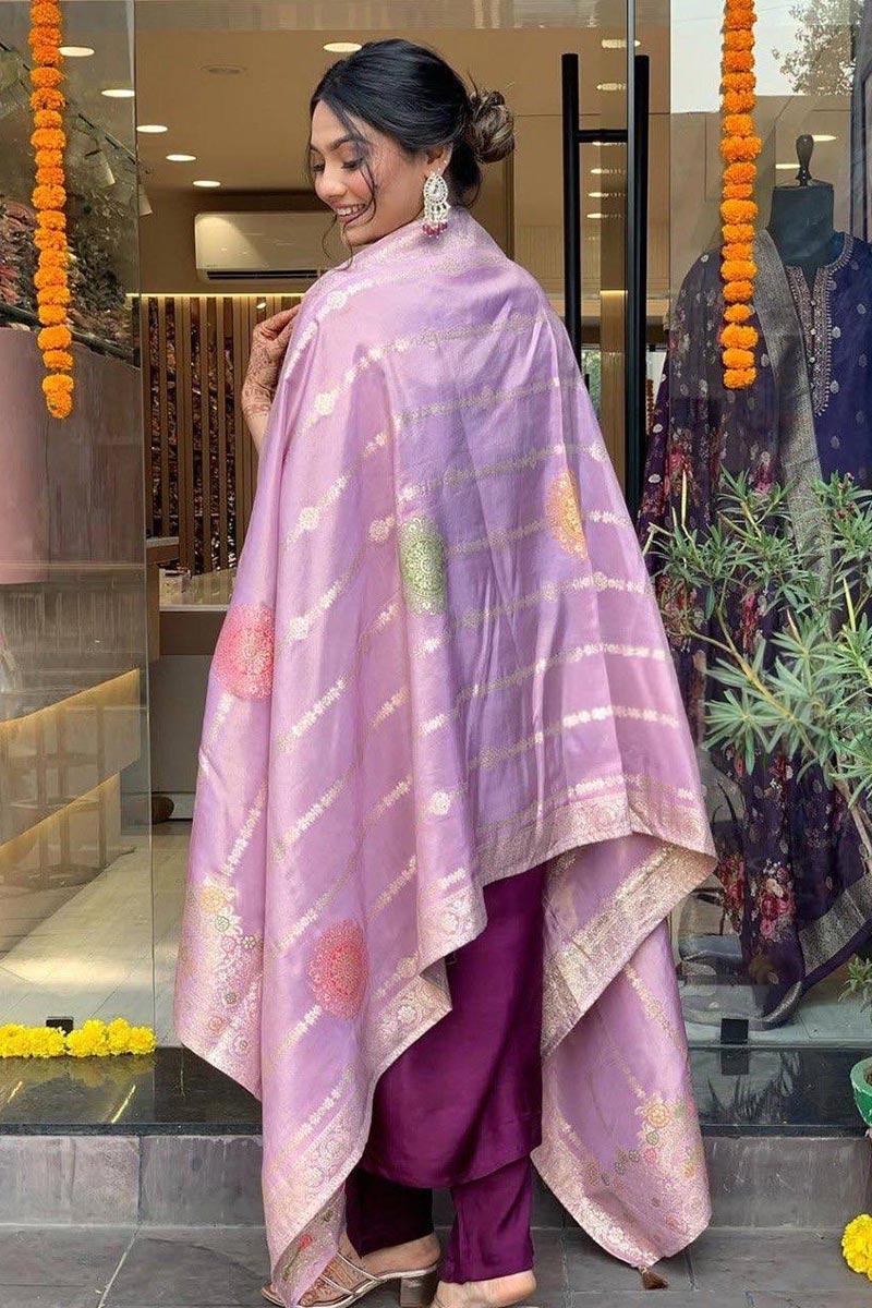 Elegant Purple Salwar Kameez with Lilac Dupatta – Festive Indian Ethnic Wear LF