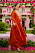 Rust Designer Salwar Suit Set – Floral Embroidery, Party & Festival Ready LF