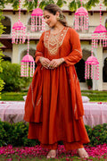 Rust Designer Salwar Suit Set – Floral Embroidery, Party & Festival Ready LF