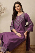 Purple Embroidered Indian Suit – Stylish Salwar Kameez for Women LF