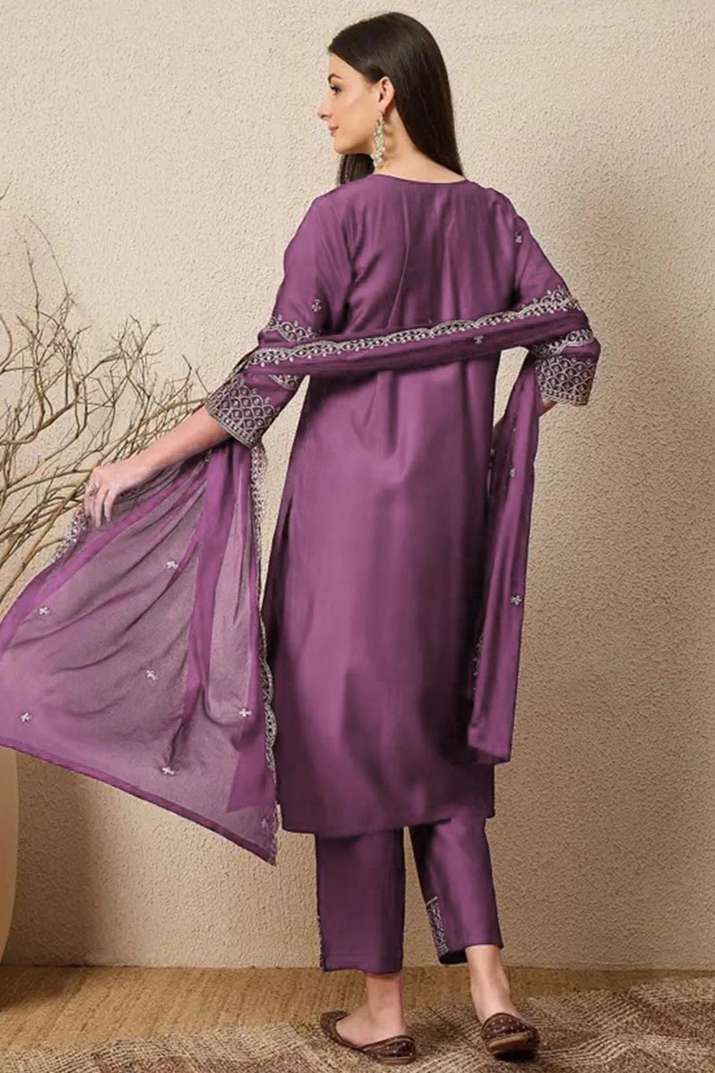 Purple Embroidered Indian Suit – Stylish Salwar Kameez for Women LF