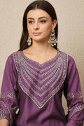 Purple Embroidered Indian Suit – Stylish Salwar Kameez for Women LF
