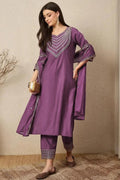 Purple Embroidered Indian Suit – Stylish Salwar Kameez for Women LF