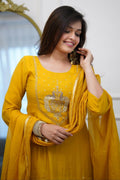 Yellow Designer Churidar Suit Set – Floral Embroidery, Party & Festival Ready LF
