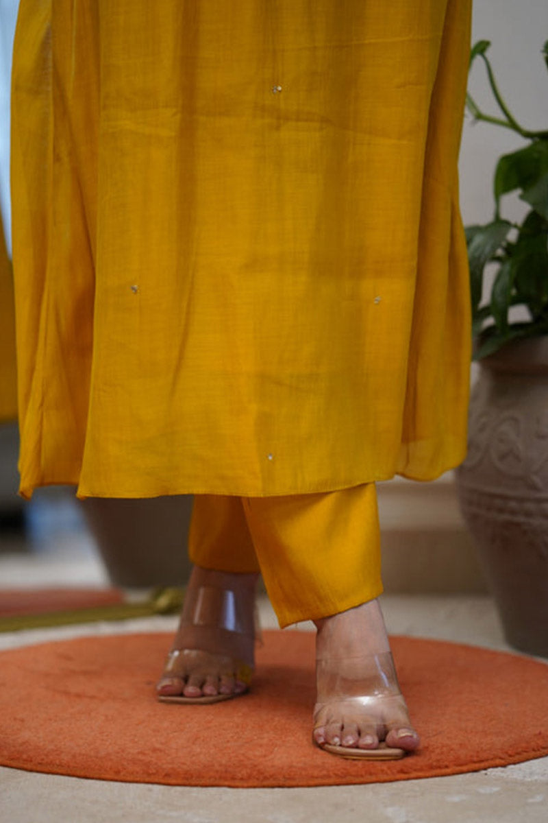 Yellow Designer Churidar Suit Set – Floral Embroidery, Party & Festival Ready LF