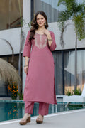 Dusty Pink Traditional Salwar Kameez with Organza-Style Dupatta – Ethnic Dress LF