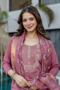 Dusty Pink Traditional Salwar Kameez with Organza-Style Dupatta – Ethnic Dress LF