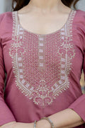 Dusty Pink Traditional Salwar Kameez with Organza-Style Dupatta – Ethnic Dress LF