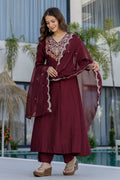 Maroon Embroidered Indian Suit – Stylish Salwar Kameez for Women LF