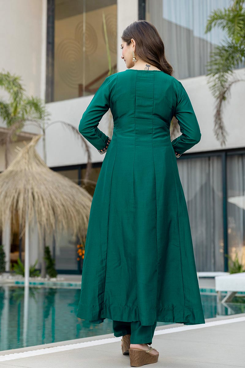 Elegant Green Embroidered Salwar Kameez with Green Dupatta LF
