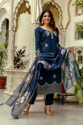 Navy Embroidered Salwar Kameez Suit | Designer Indian Ethnic Wear UK LF