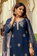 Navy Embroidered Salwar Kameez Suit | Designer Indian Ethnic Wear UK LF