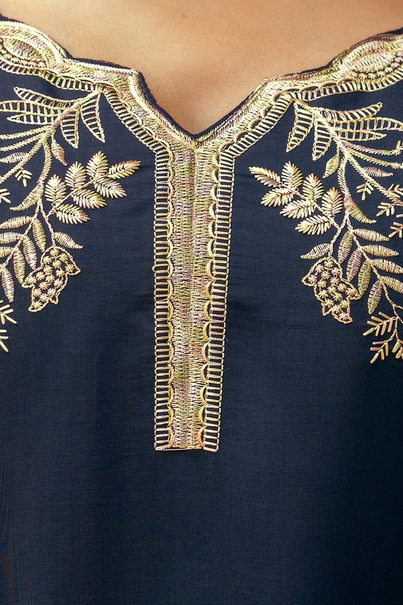 Navy Embroidered Salwar Kameez Suit | Designer Indian Ethnic Wear UK LF