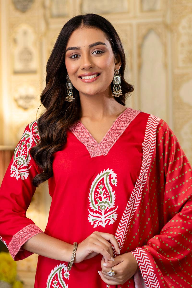 Red Party Wear Salwar Suit with Dupatta | UK Indian Dresses LF
