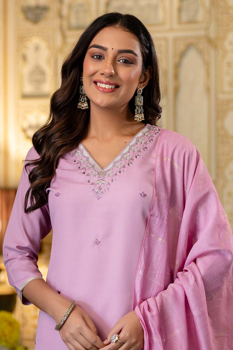 Pink Embroidered Salwar Kameez Suit | Designer Indian Ethnic Wear UK LF