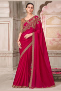 Elegant Magenta Designer Saree with Gold Embroidered Blouse LF