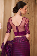 Mulberry  Georgette Saree with Ornate Border – Festival & Bride RTI