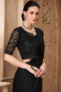 Black Bridal Saree with Black Embroidered Border – Traditional Indian Saree RTI