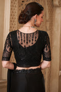 Black Bridal Saree with Black Embroidered Border – Traditional Indian Saree RTI