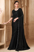 Black Bridal Saree with Black Embroidered Border – Traditional Indian Saree RTI