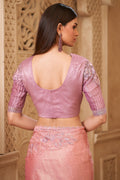 Blush Pink Saree with Lavender Blouse Look – Perfect for Reception RTI