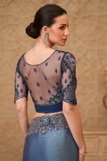 Metal Blue Saree Elegance – A Soft Glam Wedding Guest Look RTI