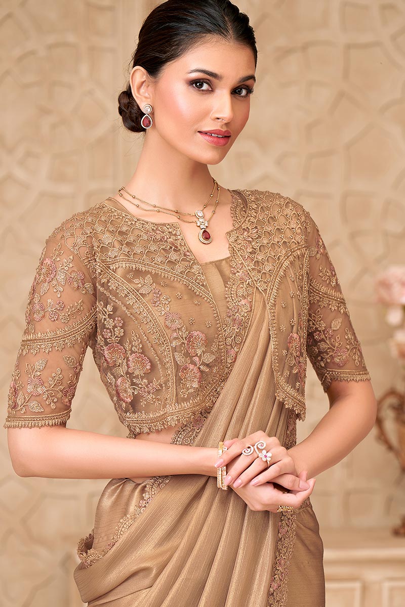 Soft Gold Saree Aesthetic – Evening Wedding Elegance RTI