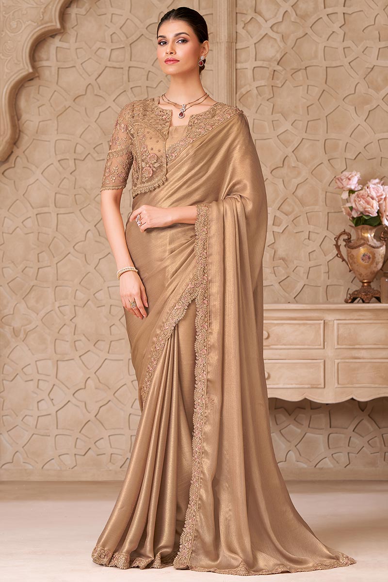 Soft Gold Saree Aesthetic – Evening Wedding Elegance RTI