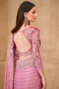 Onion Pink Saree with Contrast Blouse Look – Perfect for Reception RTI