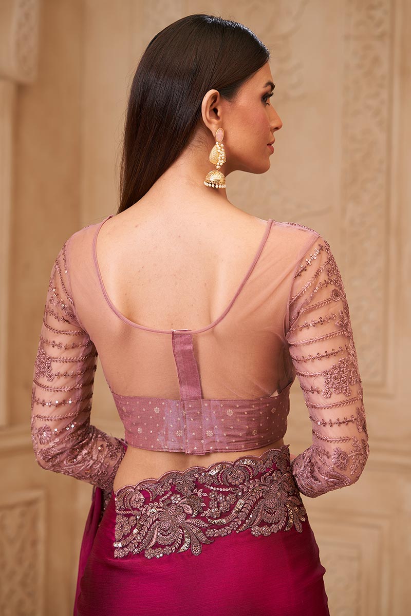 Wine Rose Saree Elegance – A Soft Glam Wedding Party wear Look RTI