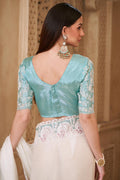 Soft Powder White Saree Aesthetic – Evening Reception Elegance RTI