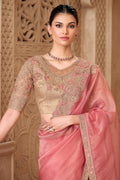 Gold Pink Saree Elegance – A Soft Glam Wedding Guest Look RTI