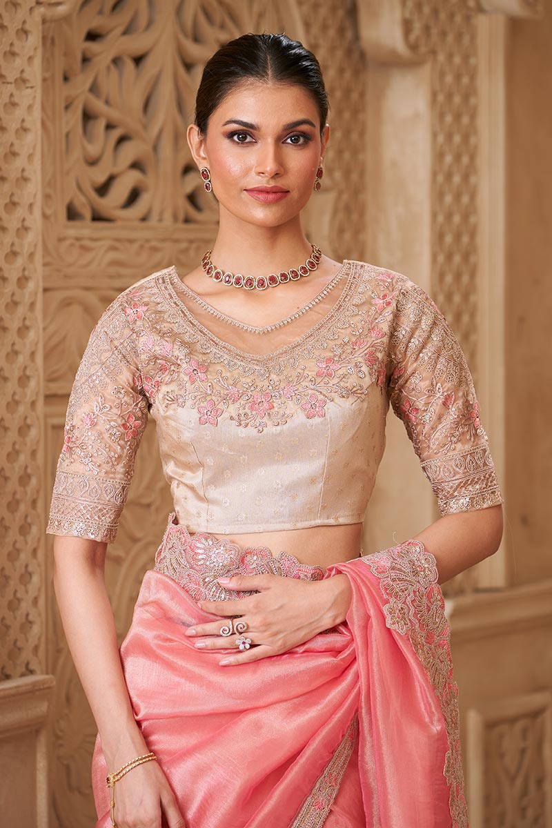 Gold Pink Saree Elegance – A Soft Glam Wedding Guest Look RTI