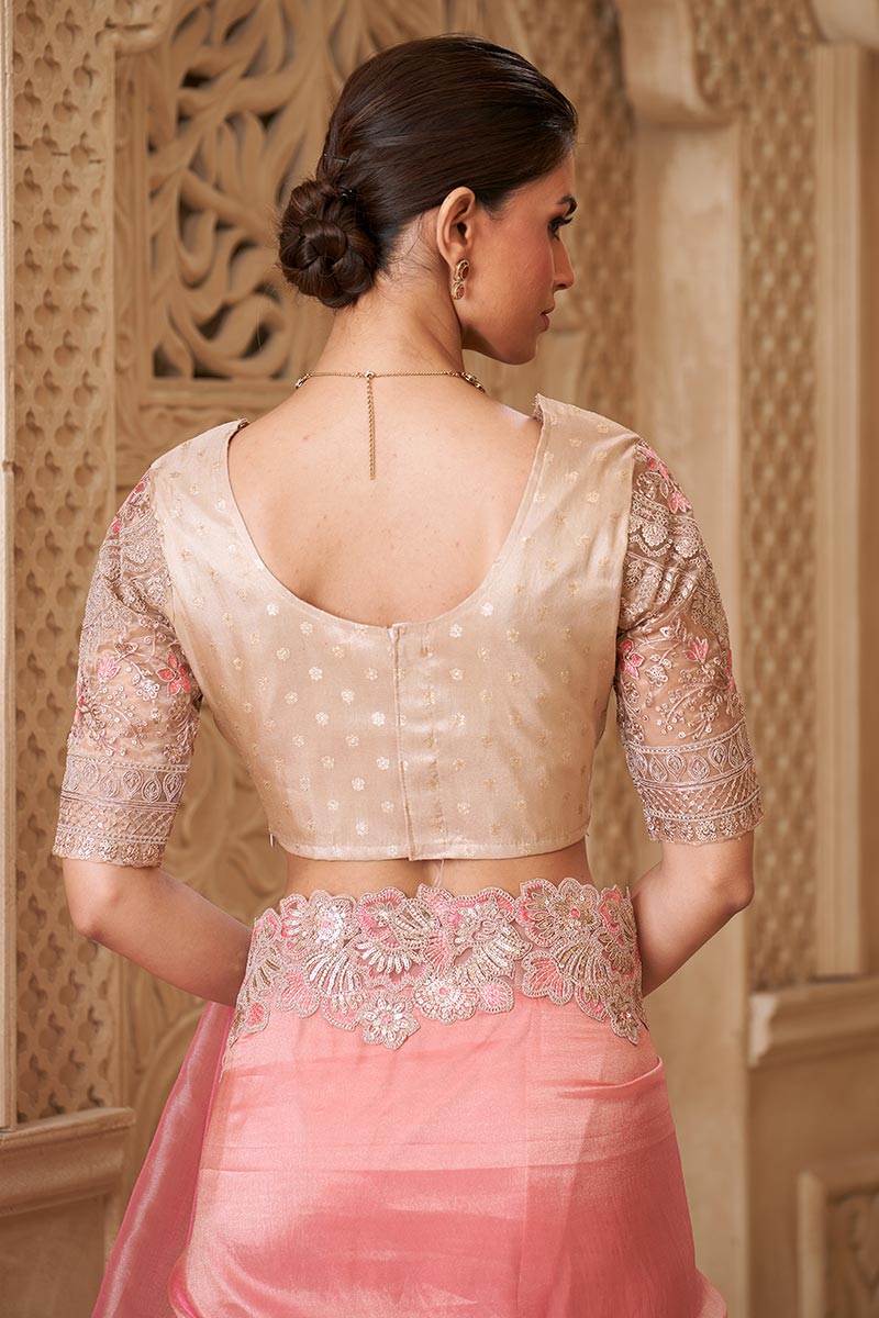 Gold Pink Saree Elegance – A Soft Glam Wedding Guest Look RTI