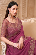 Wine Color Saree Festive Wear – Party Elegance RTI