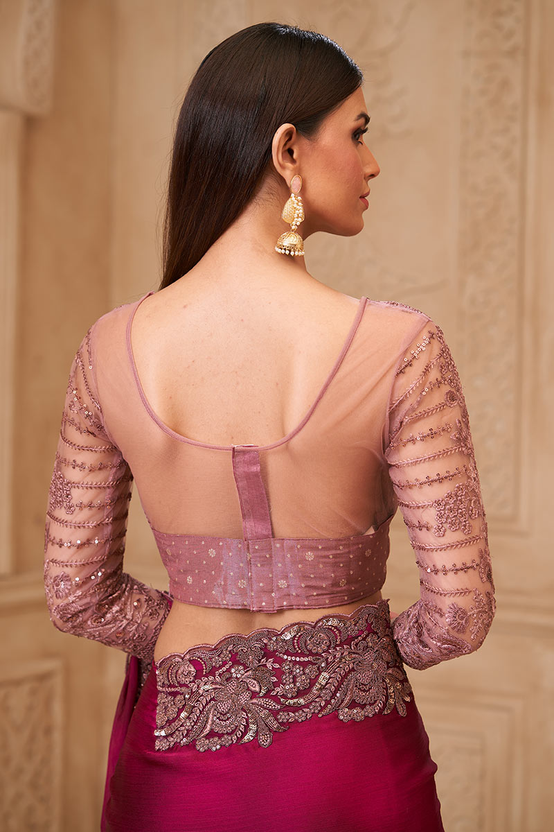 Wine Color Saree Festive Wear – Party Elegance RTI