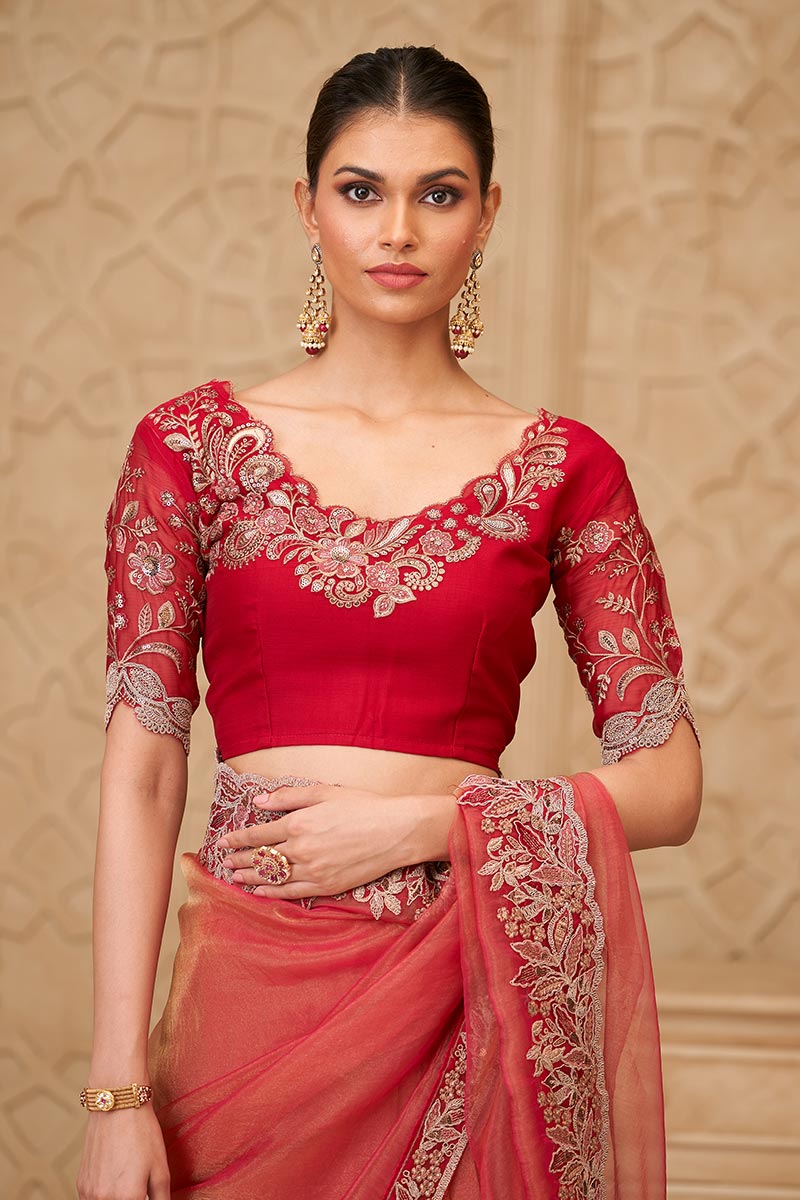 Red Saree with Red Blouse Look – Perfect for Reception & Cocktail Night RTI