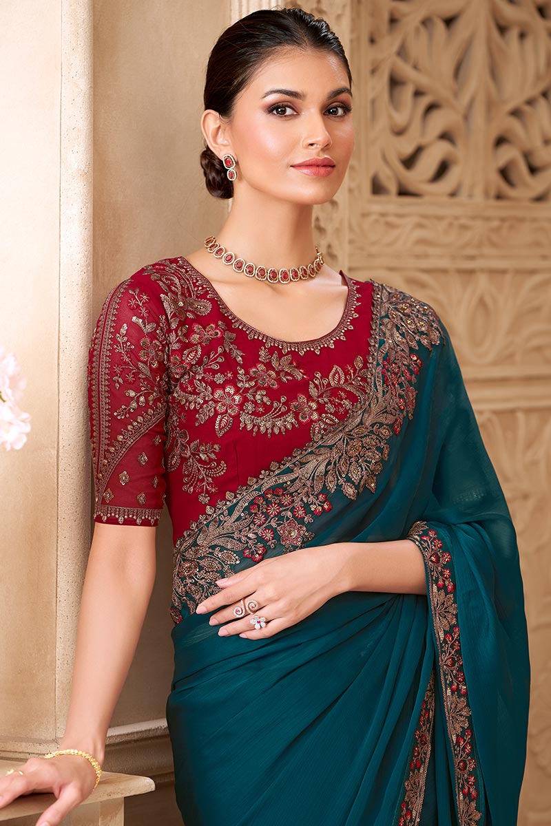 Peacock Blue Saree Mood – Timeless Reception Glam RTI