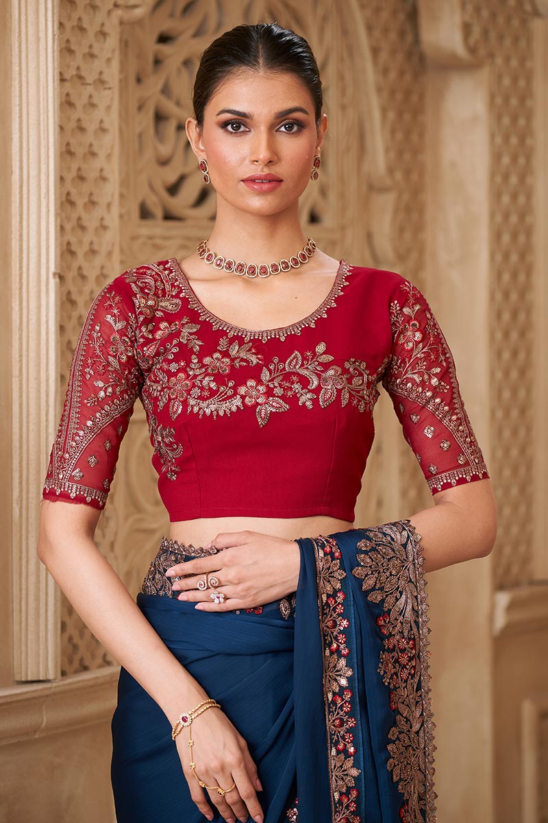 Peacock Blue Saree Mood – Timeless Reception Glam RTI