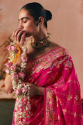 Luxury Bandhej Khadi Georgette Saree Weaving Rani Pink – Wedding & Party Wear LF